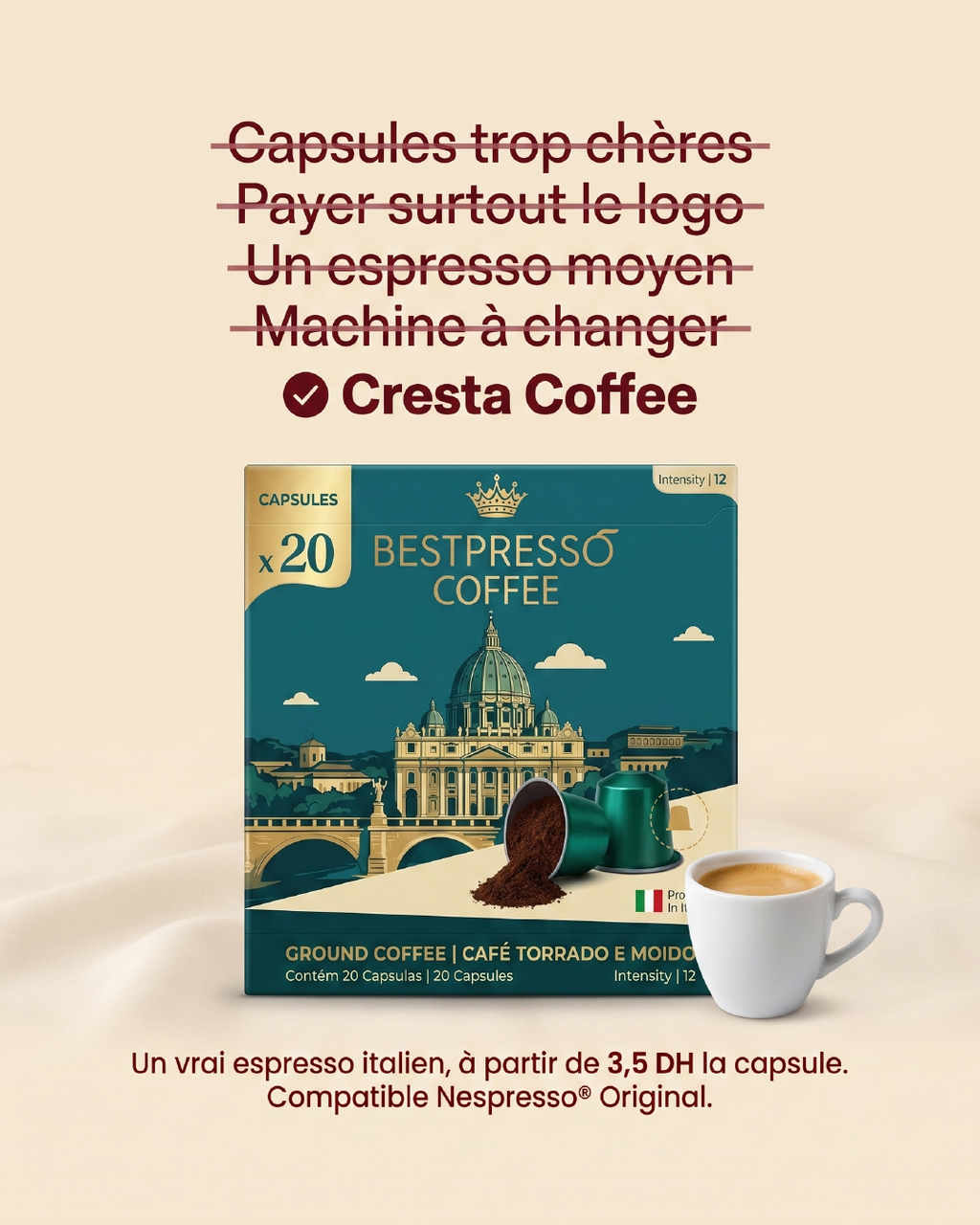 Capsules Cresta Coffee — Compatibles Nespresso® Original